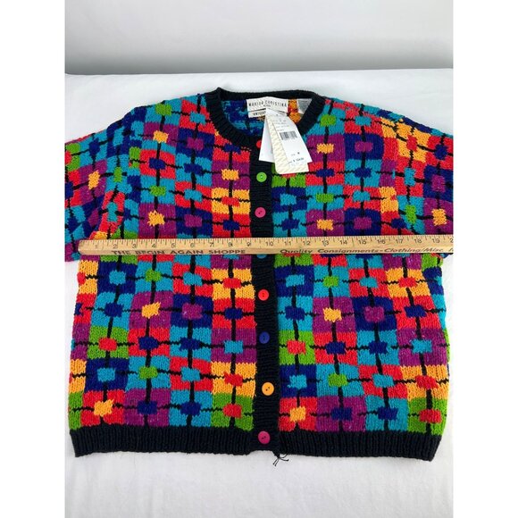 Marisa Christina Petite Multicolor Geometric Knit Cardigan Sweater Size M NWT - Picture 5 of 7